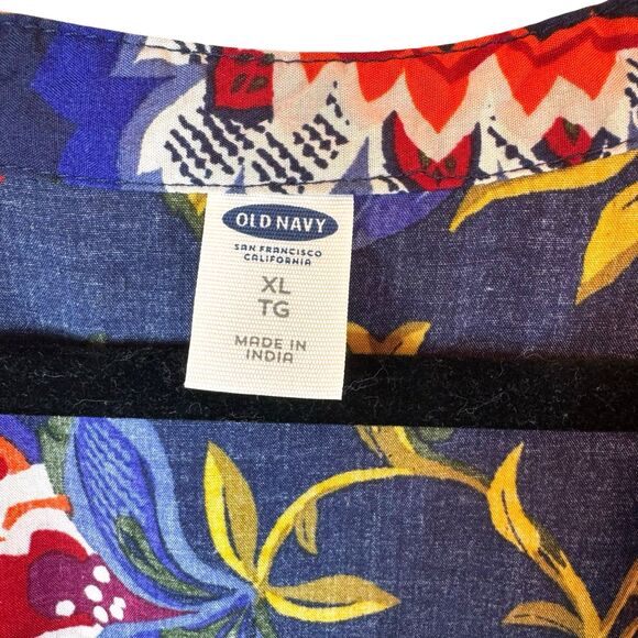 Old Navy Dress Women's Size XL Floral Print Pintuck Long Sleeve Sheath Tassels - Picture 6 of 12